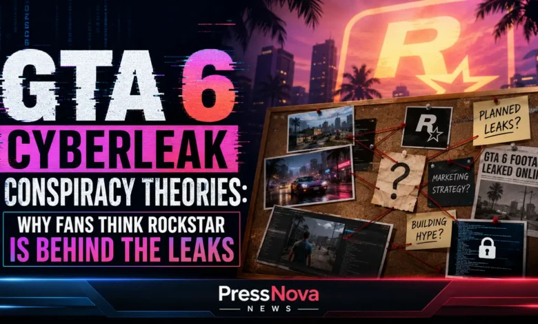 GTA 6 Cyberleak conspiracy theories explored with Rockstar Games logo and leaked gameplay imagery