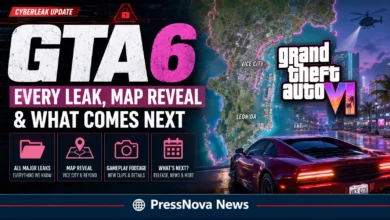 GTA 6 Cyberleak leaked gameplay footage showing protagonist Jason Duval driving a hypercar through Vice City with HUD display