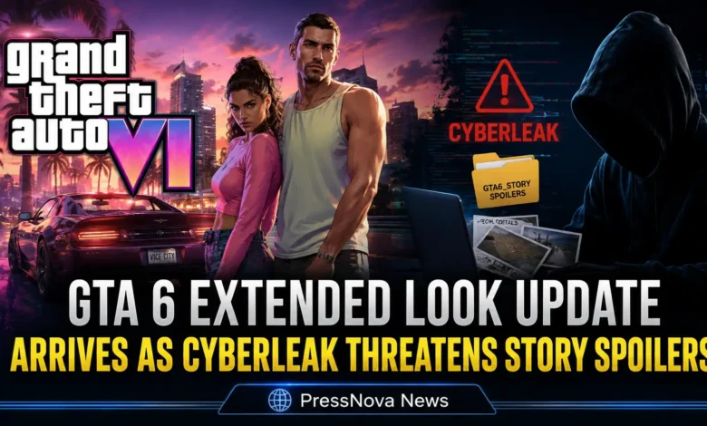 GTA 6 Extended Look Netflix premiere promotional artwork showing Vice City waterfront at night