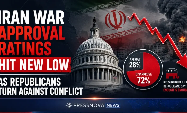 Iran war approval ratings hit new low poll finds Trump approval record low
