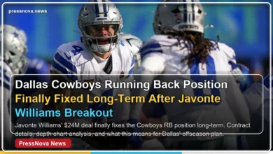 Javonte Williams breaking a tackle for the Dallas Cowboys during a 2025 home game at AT&T Stadium