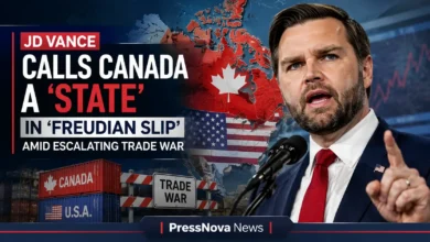 JD Vance speaks at a rally in Brewer, Maine, calling Canada a state in a Freudian slip