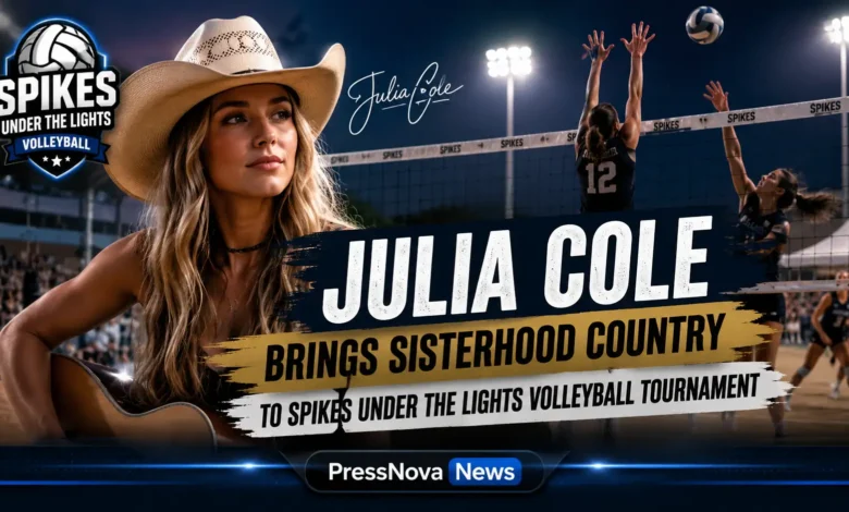Julia Cole performing at Spikes Under the Lights volleyball tournament at AT&T Stadium