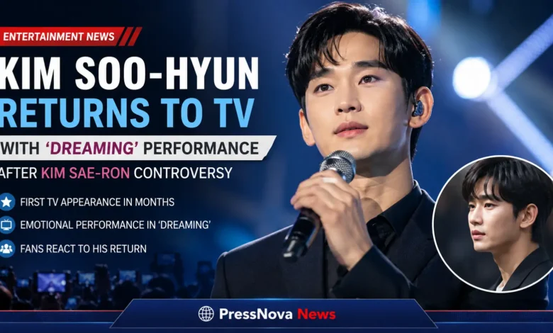 Kim Soo-hyun performs Dreaming live on RCTI 37th anniversary broadcast in Indonesia wearing white suit