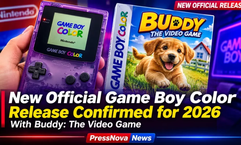 Buddy The Video Game official Game Boy Color cartridge and ModRetro Chromatic handheld