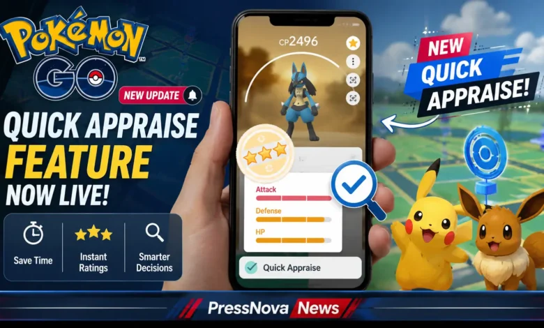 Pokemon GO quick appraise feature demonstration on smartphone screen
