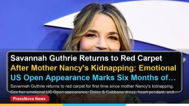 Savannah Guthrie returns to red carpet at US Open event wearing black floral Dolce and Gabbana midi dress