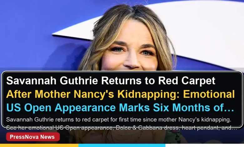 Savannah Guthrie returns to red carpet at US Open event wearing black floral Dolce and Gabbana midi dress