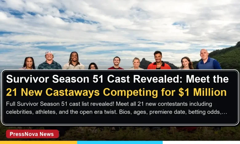 Survivor Season 51 cast group photo featuring 21 new contestants competing for 1 million dollars in the open era