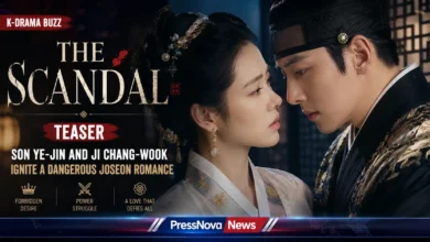 The Scandal teaser poster featuring Son Ye-jin as Lady Cho and Ji Chang-wook as Cho Won in a dangerous embrace