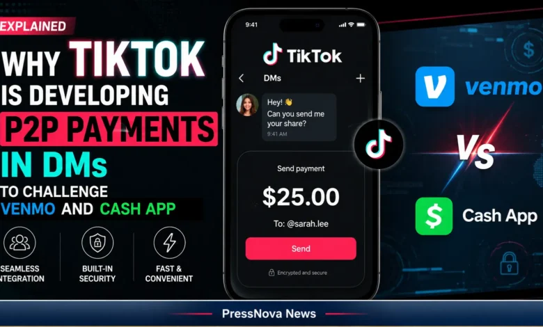 TikTok DM payment feature interface concept showing money transfer option in chat window