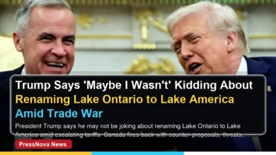 President Donald Trump and Canadian Prime Minister Mark Carney meet in the Oval Office amid escalating trade war and Lake Ontario renaming dispute