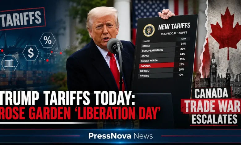 President Trump speaks at the White House Rose Garden announcing 'Liberation Day' tariffs
