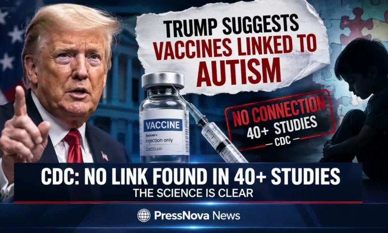 President Donald Trump speaks at White House Rose Garden event claiming childhood vaccines linked to autism despite scientific evidence