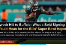 Tyreek Hill in a Buffalo Bills uniform concept art sprinting on the field