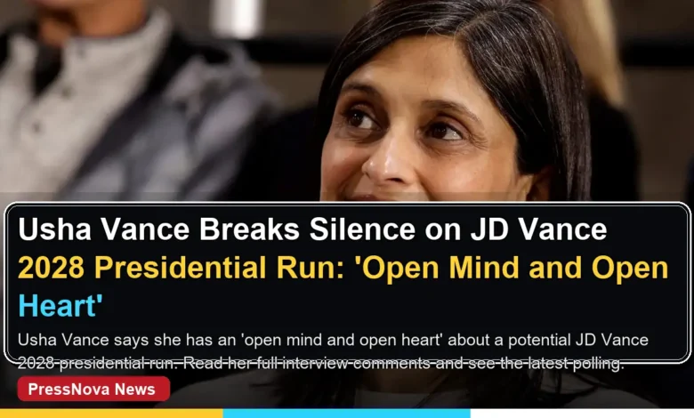 Second Lady Usha Vance during Fox News interview discussing JD Vance 2028 presidential run