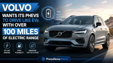 Volvo XC70 extended-range plug-in hybrid charging at a modern charging station