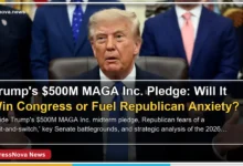 President Donald Trump speaks in the Oval Office about MAGA Inc. spending $500 million on House and Senate races.
