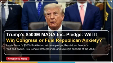 President Donald Trump speaks in the Oval Office about MAGA Inc. spending $500 million on House and Senate races.